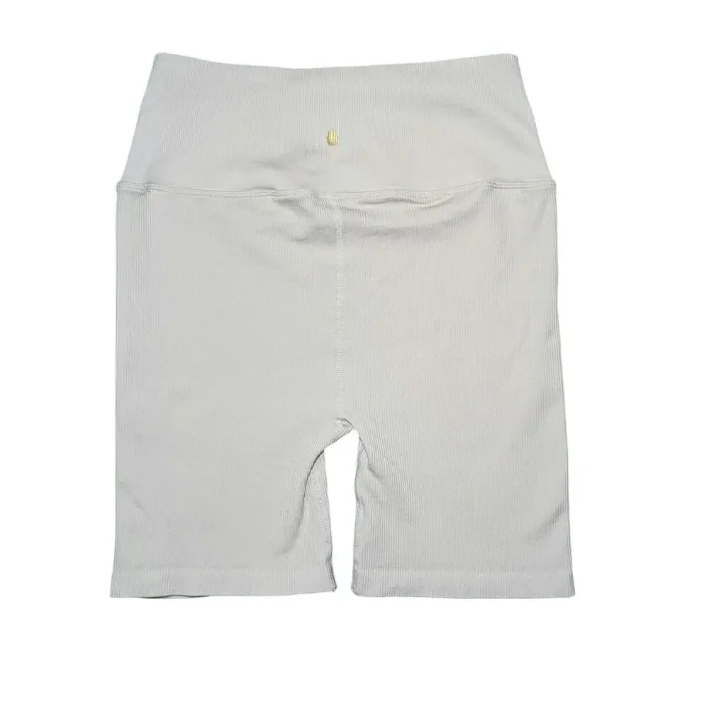 Spiritual Gangster Love Sculpt Seamless Ribbed Biker Shorts Cream